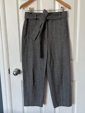 Aritzia Wilfred Grey Tie Front Pant, cropped leg - Size 8